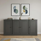 65" Gray Solid Wood Two Drawer Sideboard With Four Doors
