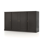 65" Black Solid Wood Two Drawer Sideboard With Four Doors