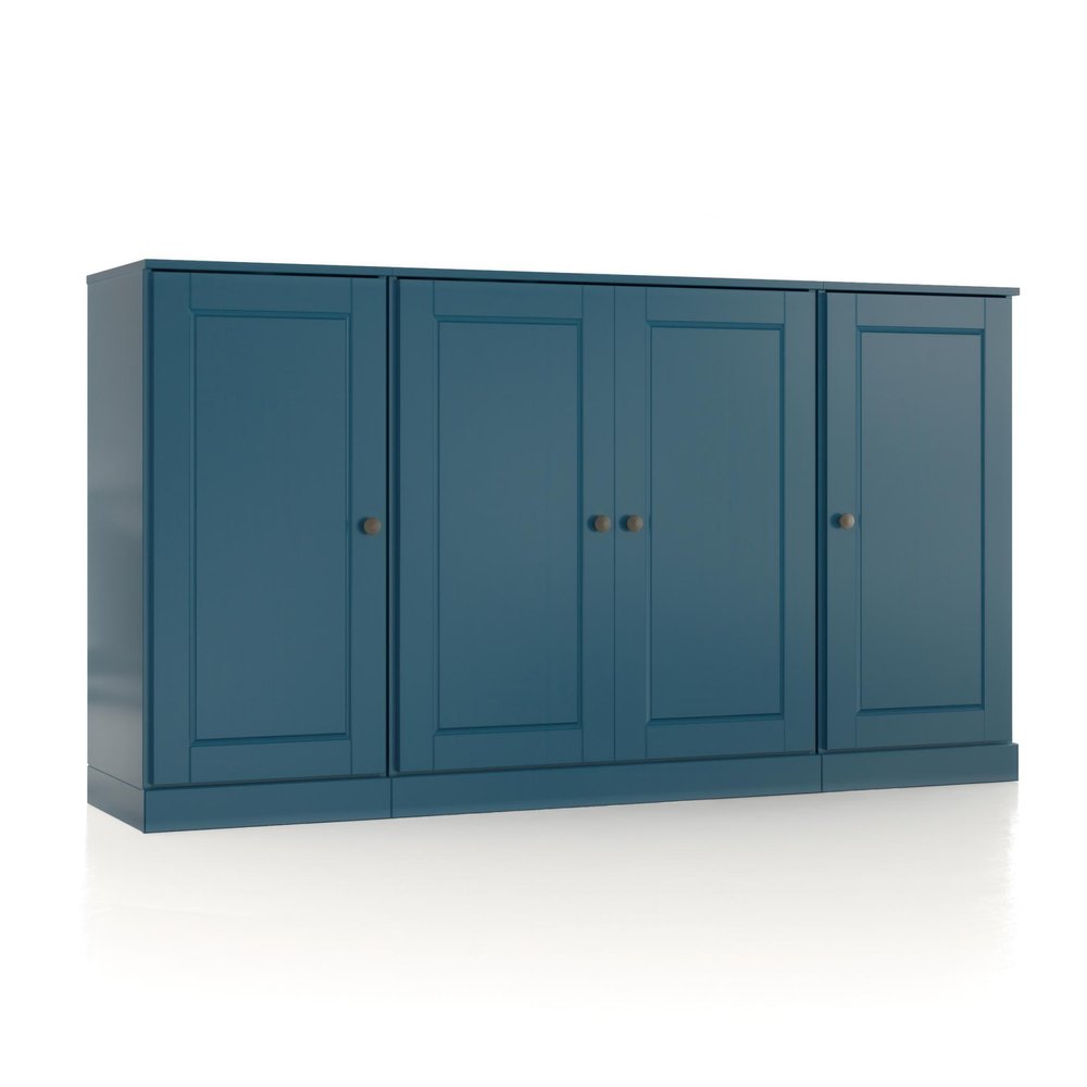 65" Teal Blue Solid Wood Two Drawer Sideboard With Four Doors