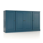 65" Teal Blue Solid Wood Two Drawer Sideboard With Four Doors