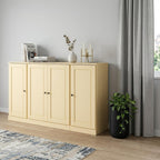 65" Yellow Solid Wood Two Drawer Sideboard With Four Doors