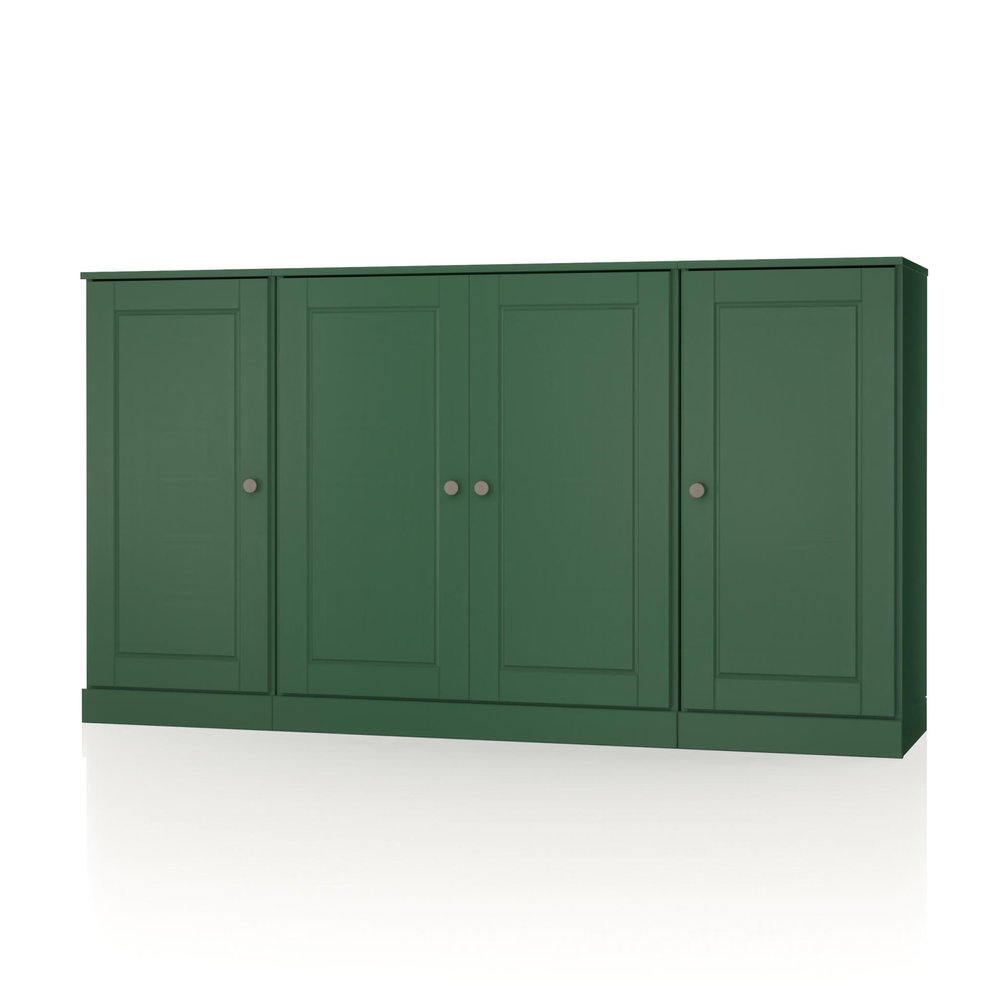65" Green Solid Wood Two Drawer Sideboard With Four Doors