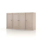 65" Beige Solid Wood Two Drawer Sideboard With Four Doors