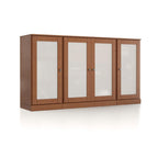 65" Coffee Solid Wood Two Drawer Sideboard With Four Glass Doors