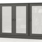65" Gray Solid Wood Two Drawer Sideboard With Four Glass Doors