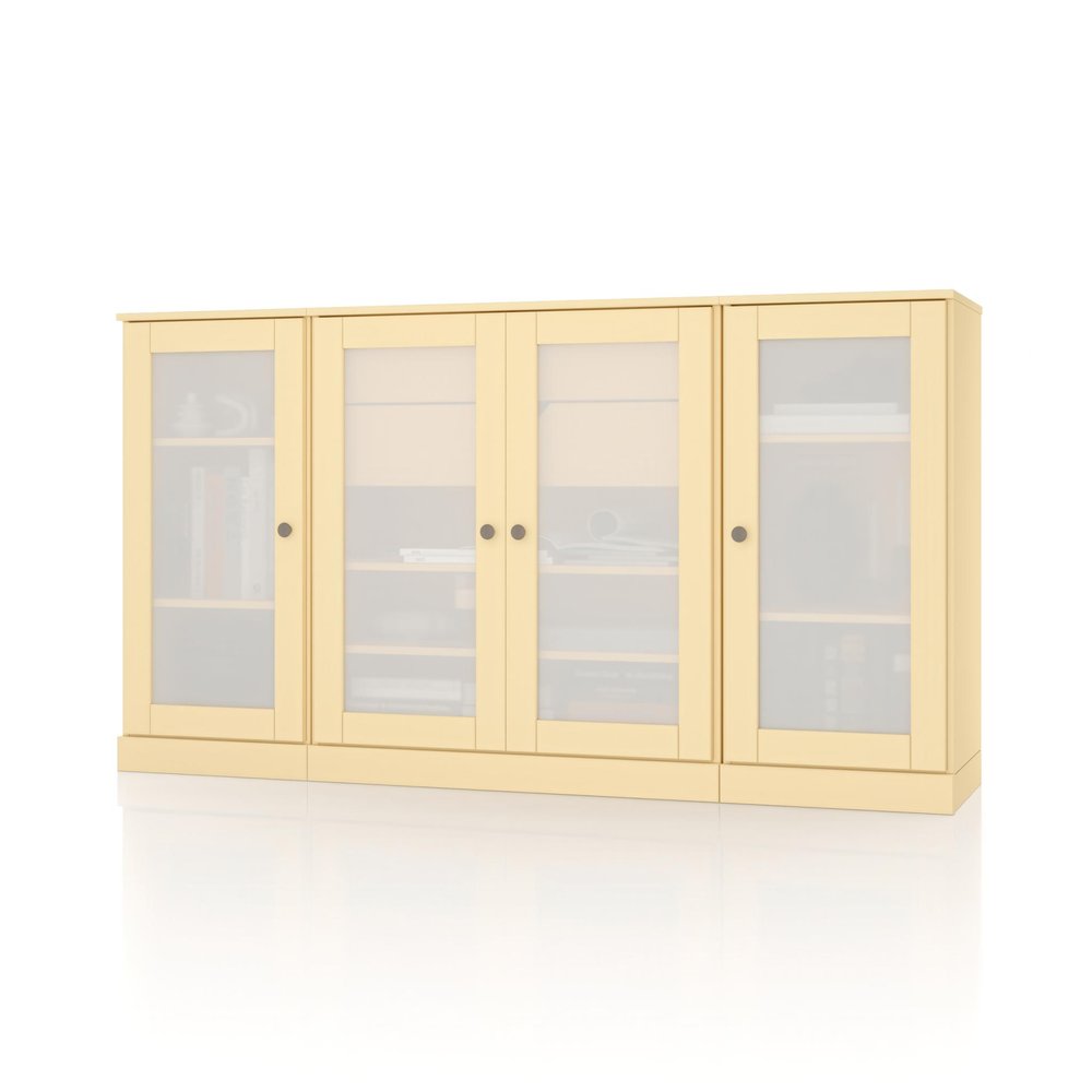 65" Yellow Solid Wood Two Drawer Sideboard With Four Glass Doors