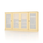 65" Yellow Solid Wood Two Drawer Sideboard With Four Glass Doors