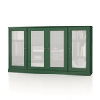 65" Green Solid Wood Two Drawer Sideboard With Four Glass Doors