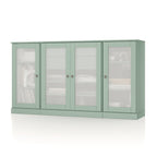 65" Sage Solid Wood Two Drawer Sideboard With Four Glass Doors