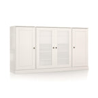 65" White Solid Wood Two Drawer Sideboard With Four Glass Doors