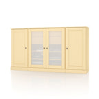 65" Yellow Solid Wood Two Drawer Sideboard With Four Glass Doors