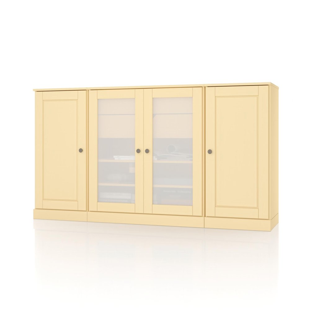 65" Yellow Solid Wood Two Drawer Sideboard With Four Glass Doors