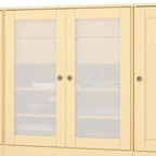 65" Yellow Solid Wood Two Drawer Sideboard With Four Glass Doors