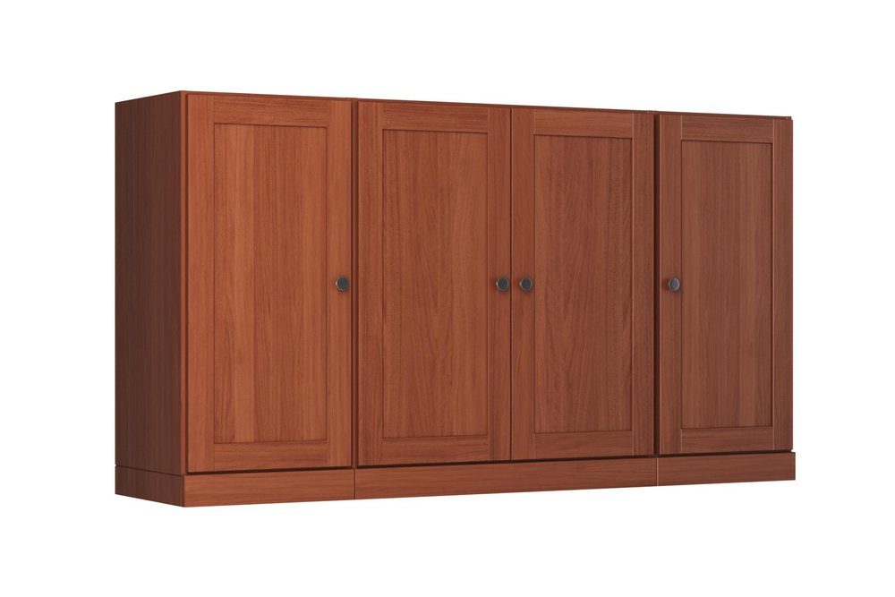 65" Coffee Solid Wood Two Drawer Sideboard With Four Doors