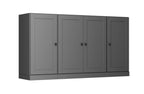 65" Gray Solid Wood Two Drawer Sideboard With Four Doors
