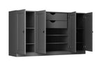 65" Gray Solid Wood Two Drawer Sideboard With Four Doors