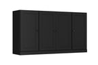65" Black Solid Wood Two Drawer Sideboard With Four Doors