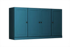 65" Teal Blue Solid Wood Two Drawer Sideboard With Four Doors