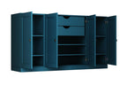 65" Teal Blue Solid Wood Two Drawer Sideboard With Four Doors