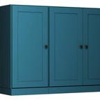 65" Teal Blue Solid Wood Two Drawer Sideboard With Four Doors
