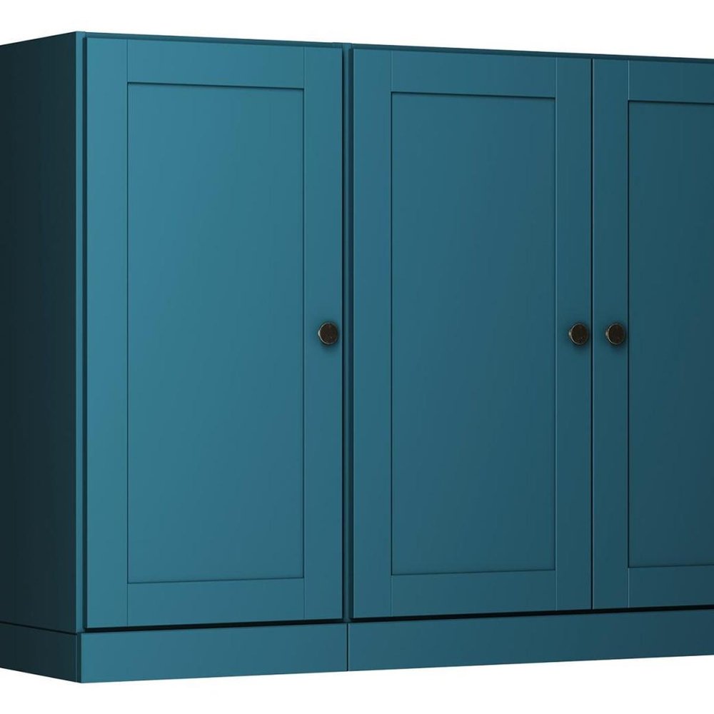 65" Teal Blue Solid Wood Two Drawer Sideboard With Four Doors
