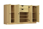 65" Yellow Solid Wood Two Drawer Sideboard With Four Doors