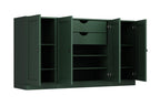 65" Green Solid Wood Two Drawer Sideboard With Four Doors