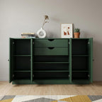 65" Green Solid Wood Two Drawer Sideboard With Four Doors