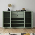 65" Sage Solid Wood Two Drawer Sideboard With Four Doors