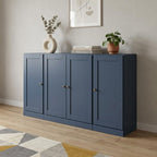 65" French Blue Solid Wood Two Drawer Sideboard With Four Doors