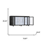 35" X 71" Clear and Black Metal Single Compartment Can Beverage Refrigerator