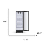 69" X 23" Clear and Black Metal Single Compartment Can Beverage Refrigerator