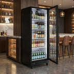 69" X 23" Clear and Black Metal Single Compartment Can Beverage Refrigerator