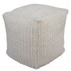 18" Off White Cotton Blend Cube Pouf Ottoman