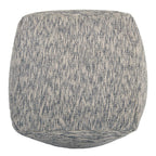 18" Blue and Ivory Cotton Blend Striped Cube Pouf Ottoman