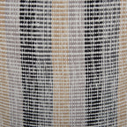 18" Beige Black and Gray Cotton Blend Striped Cube Pouf Ottoman