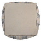 18" Beige Black and Gray Cotton Blend Striped Cube Pouf Ottoman