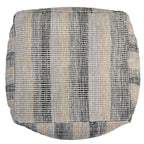 18" Beige Black and Gray Cotton Blend Striped Cube Pouf Ottoman