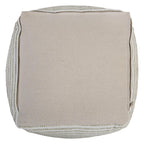 18" Sage Green and Ivory Cotton Blend Striped Cube Pouf Ottoman