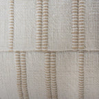 18" Beige and Ivory Cotton Blend Striped Cube Pouf Ottoman