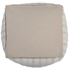 18" Beige and Ivory Cotton Blend Striped Cube Pouf Ottoman
