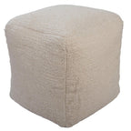 18" Beige and Natural Cotton Blend Cube Pouf Ottoman