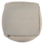 18" Beige and Natural Cotton Blend Cube Pouf Ottoman