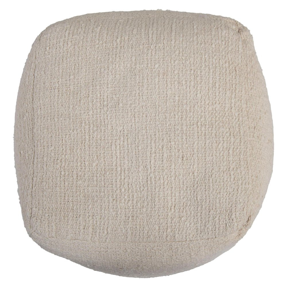 18" Beige and Natural Cotton Blend Cube Pouf Ottoman