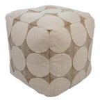 18" Beige Khaki and Natural Cotton Blend Geometric Cube Pouf Ottoman