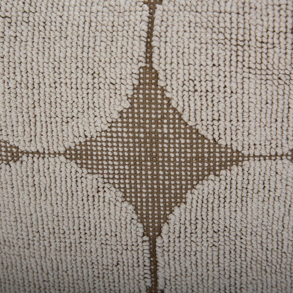 18" Beige Khaki and Natural Cotton Blend Geometric Cube Pouf Ottoman