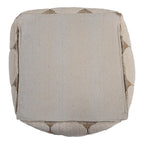 18" Beige Khaki and Natural Cotton Blend Geometric Cube Pouf Ottoman