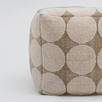18" Beige Khaki and Natural Cotton Blend Geometric Cube Pouf Ottoman