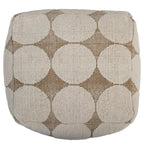 18" Beige Khaki and Natural Cotton Blend Geometric Cube Pouf Ottoman