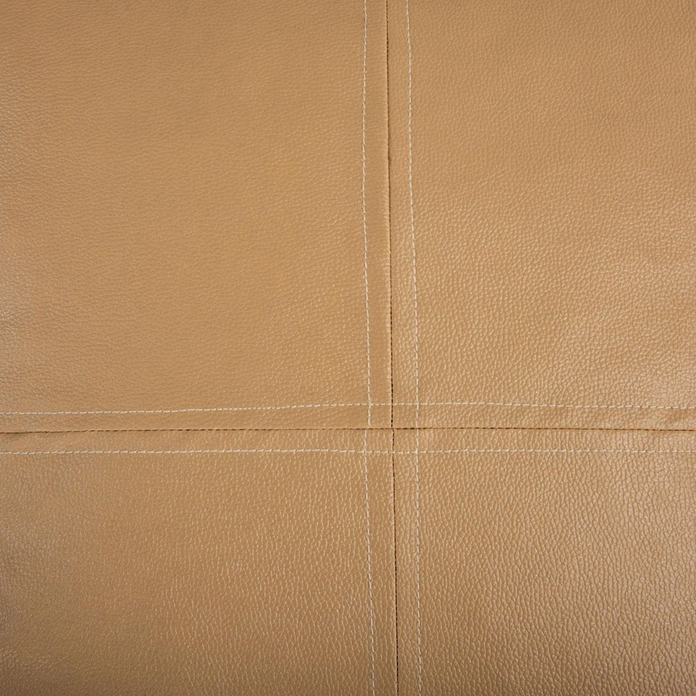 18" Tan Faux Leather Cube Pouf Ottoman